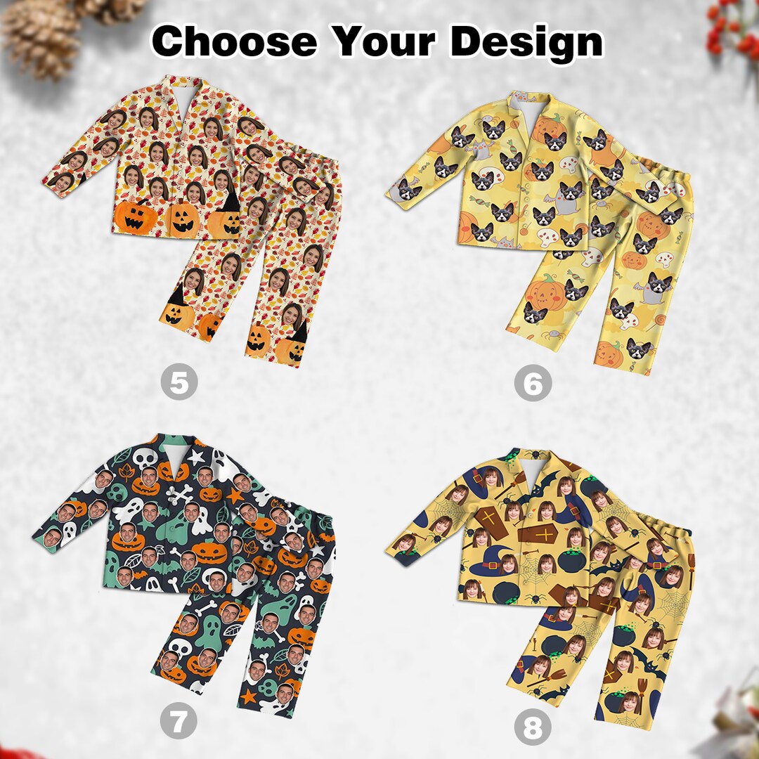 Custom Photo Long Sleeve Pajamas Custom Face Pajamas